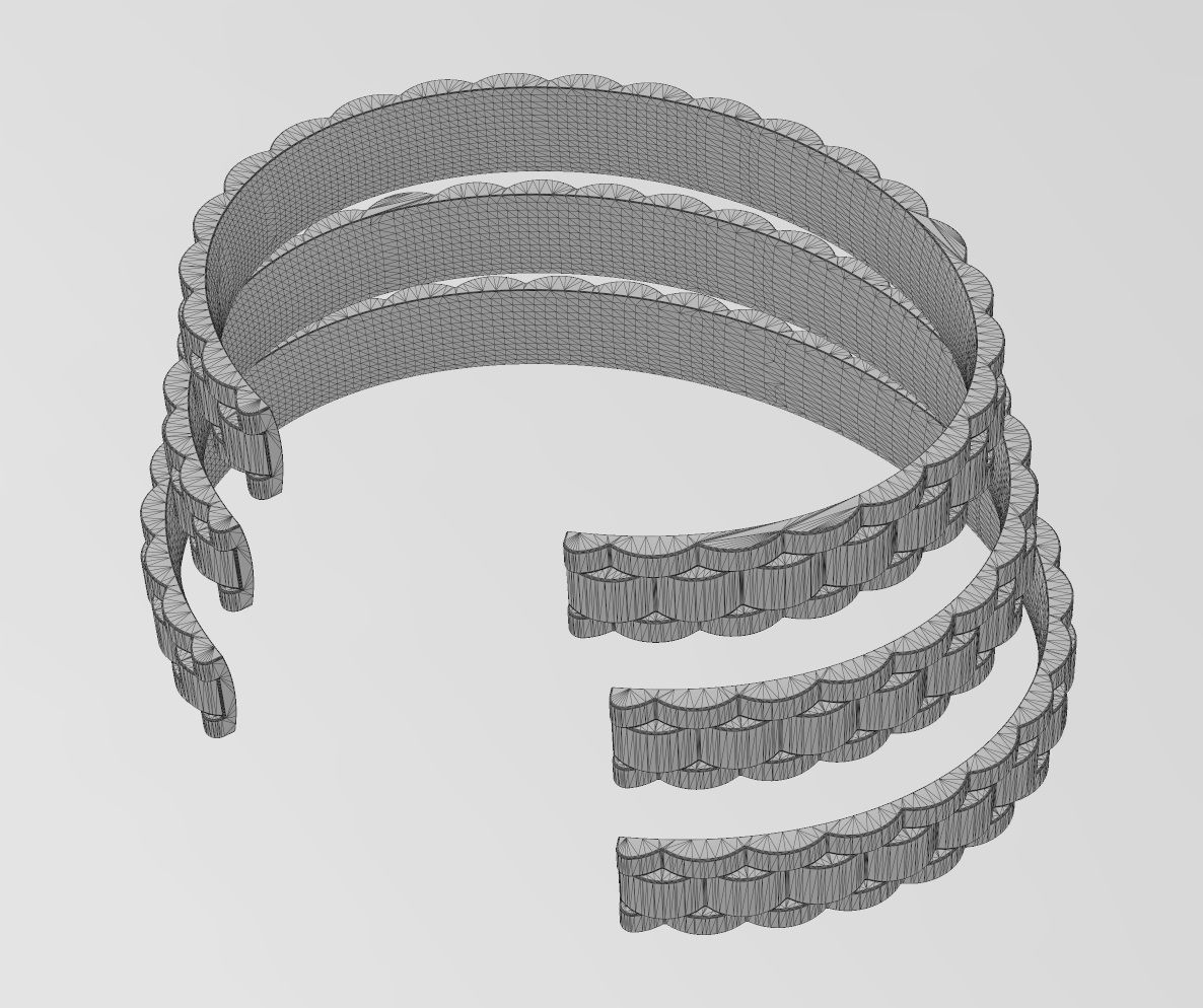 Watch link pattern cuff bracelet 3D print model_15