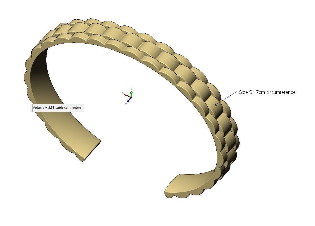Watch link pattern cuff bracelet 3D print model_10