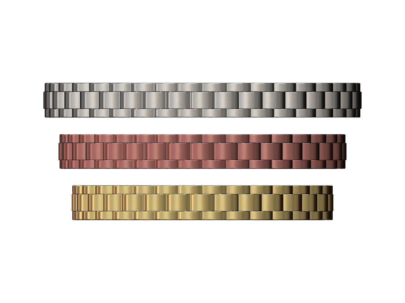 Watch link pattern cuff bracelet 3D print model_2