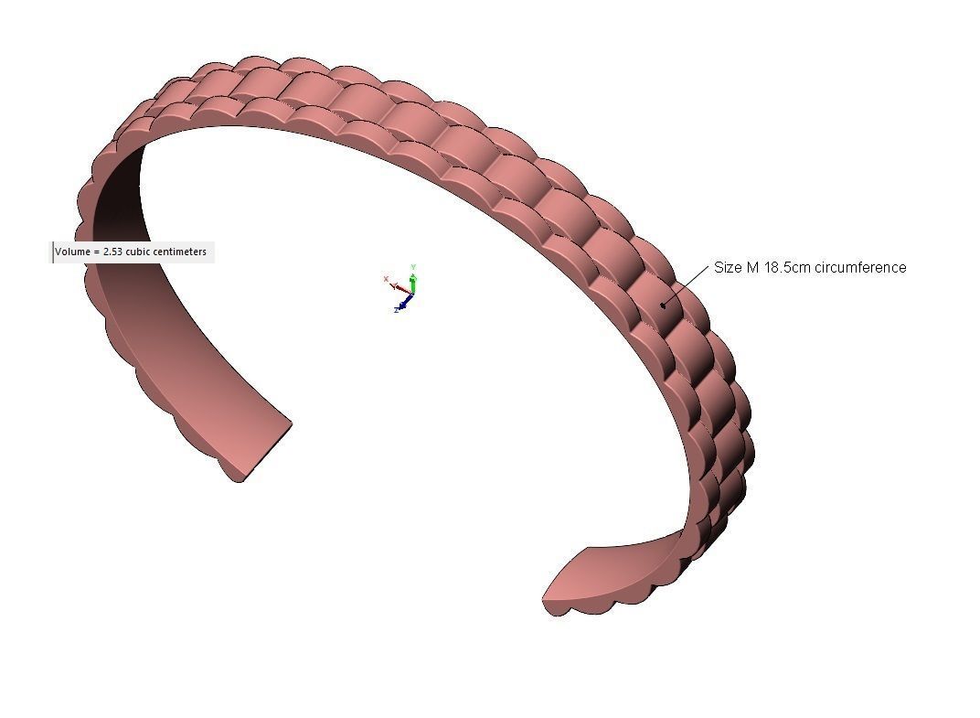 Watch link pattern cuff bracelet 3D print model_11