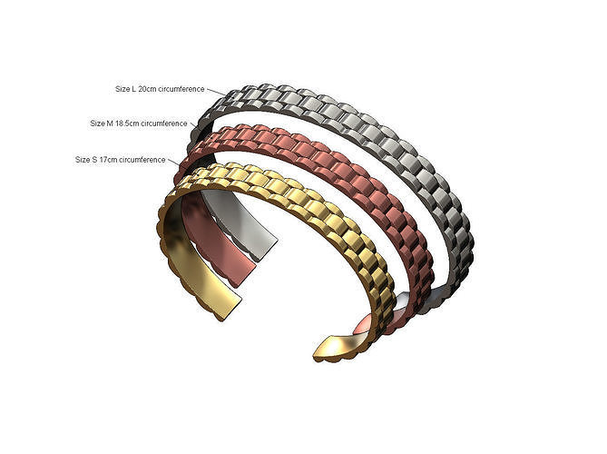 Watch link pattern cuff bracelet 3D print model
