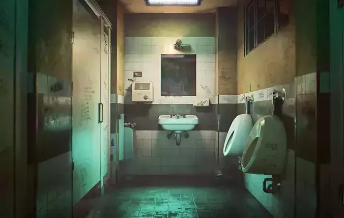 Bathroom Interior Low-poly 3D model