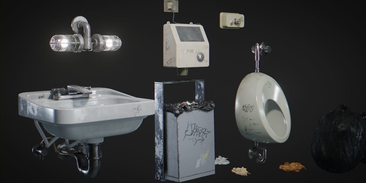 Bathroom Interior Low-poly 3D model_3