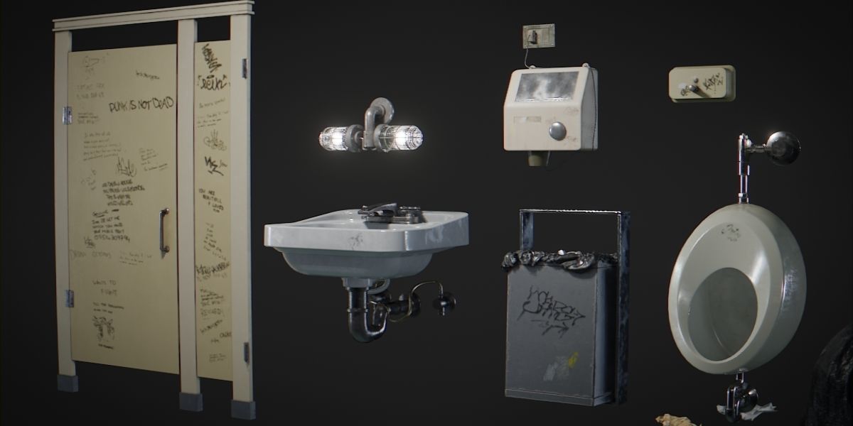 Bathroom Interior Low-poly 3D model_2