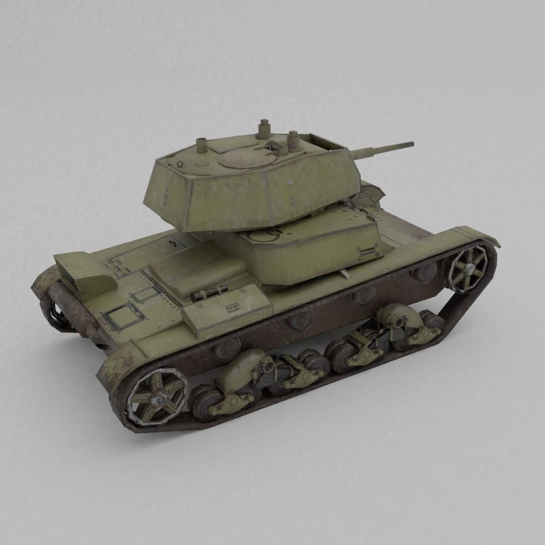 T-26E Light Infantry Tank Low-poly 3D model_14