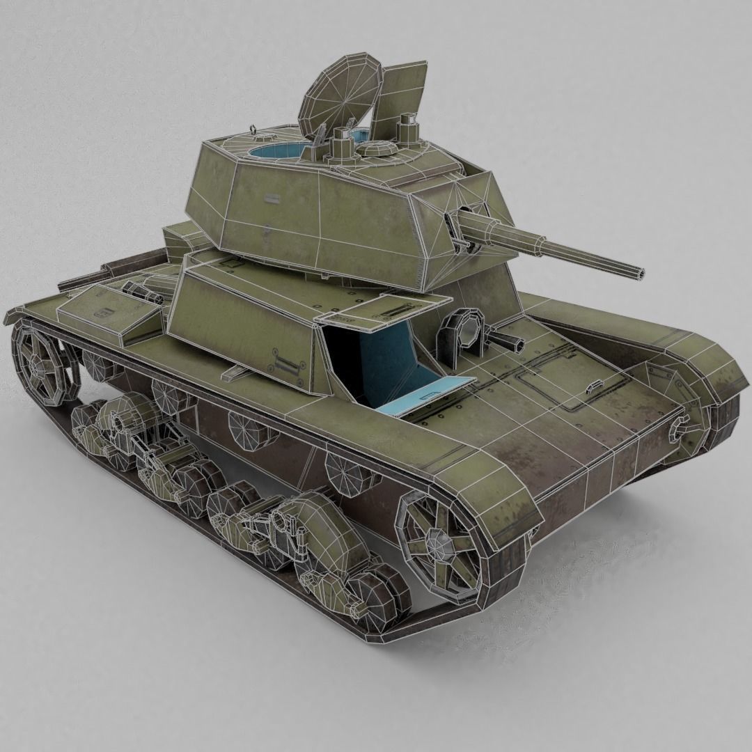 T-26E Light Infantry Tank Low-poly 3D model_5
