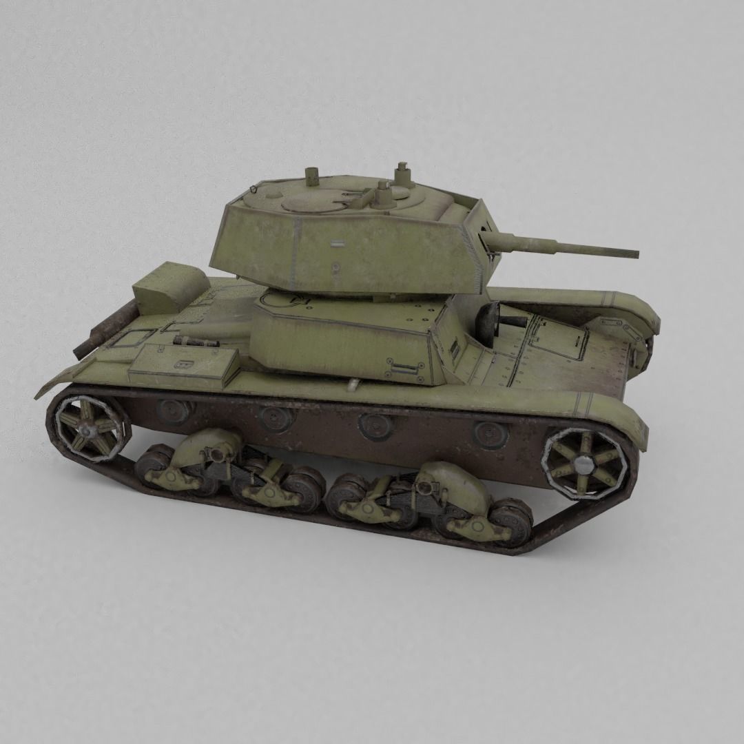 T-26E Light Infantry Tank Low-poly 3D model_12