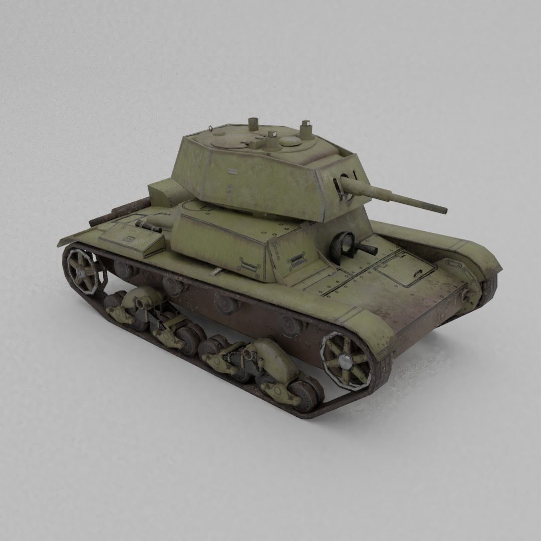 T-26E Light Infantry Tank Low-poly 3D model_11