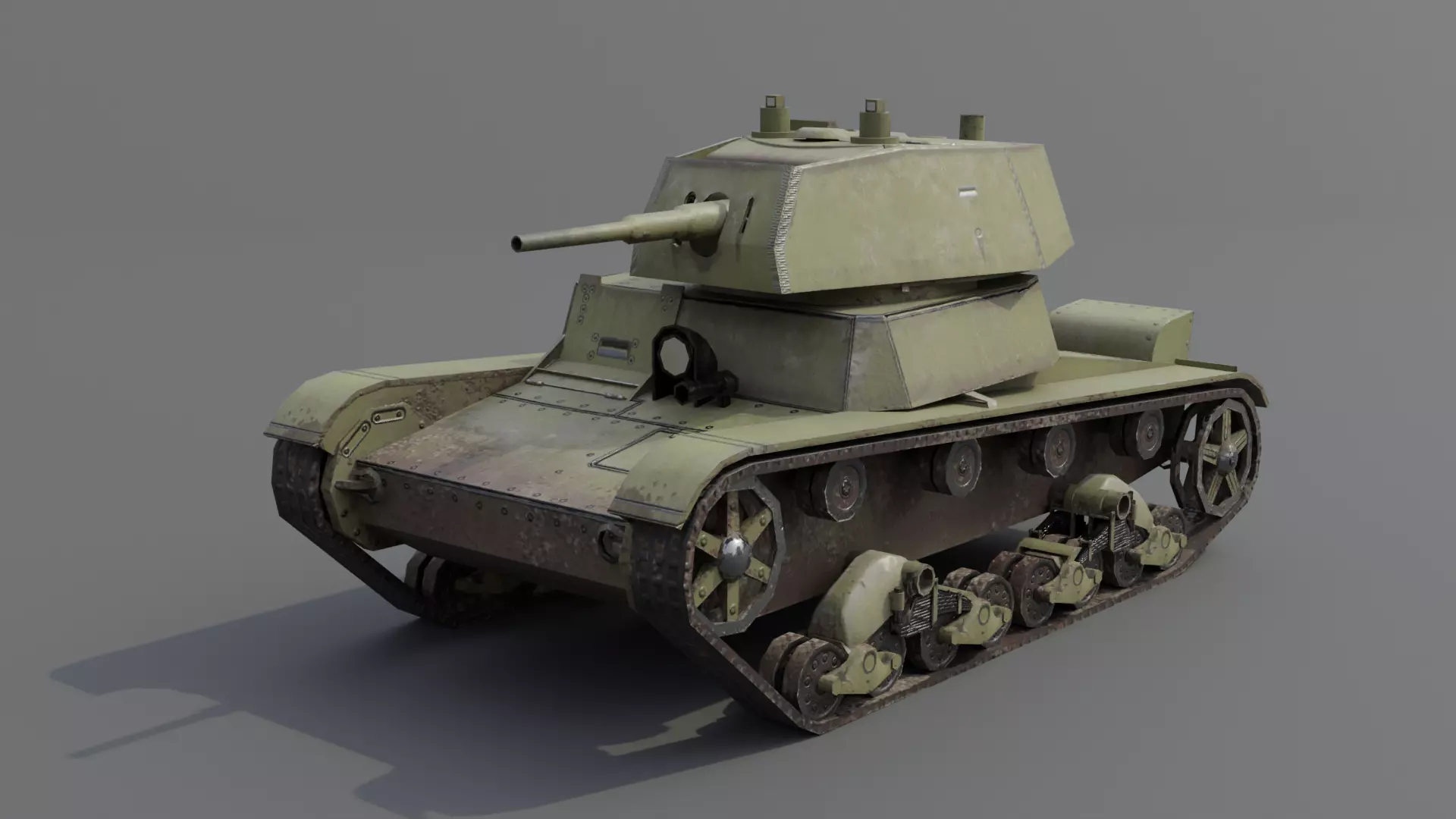 T-26E Light Infantry Tank Low-poly 3D model_0