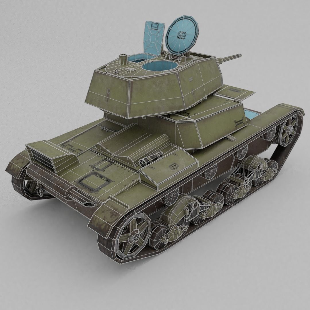 T-26E Light Infantry Tank Low-poly 3D model_7