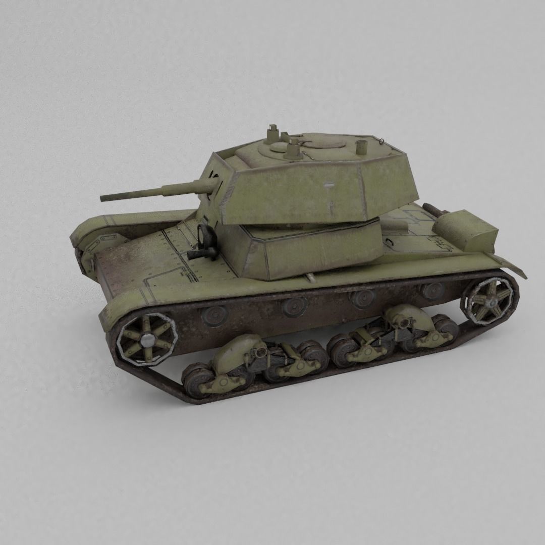 T-26E Light Infantry Tank Low-poly 3D model_21