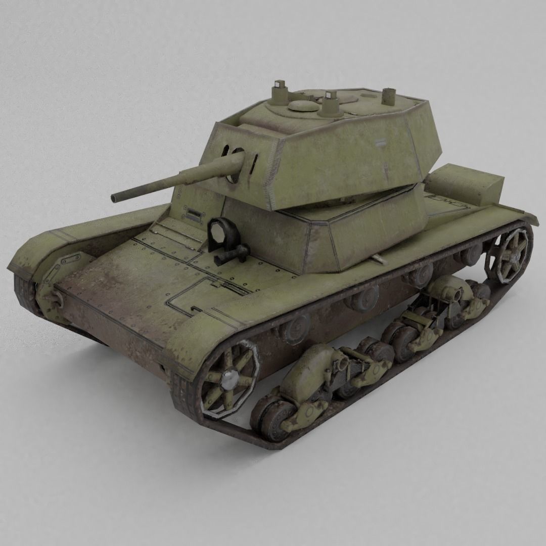 T-26E Light Infantry Tank Low-poly 3D model_2