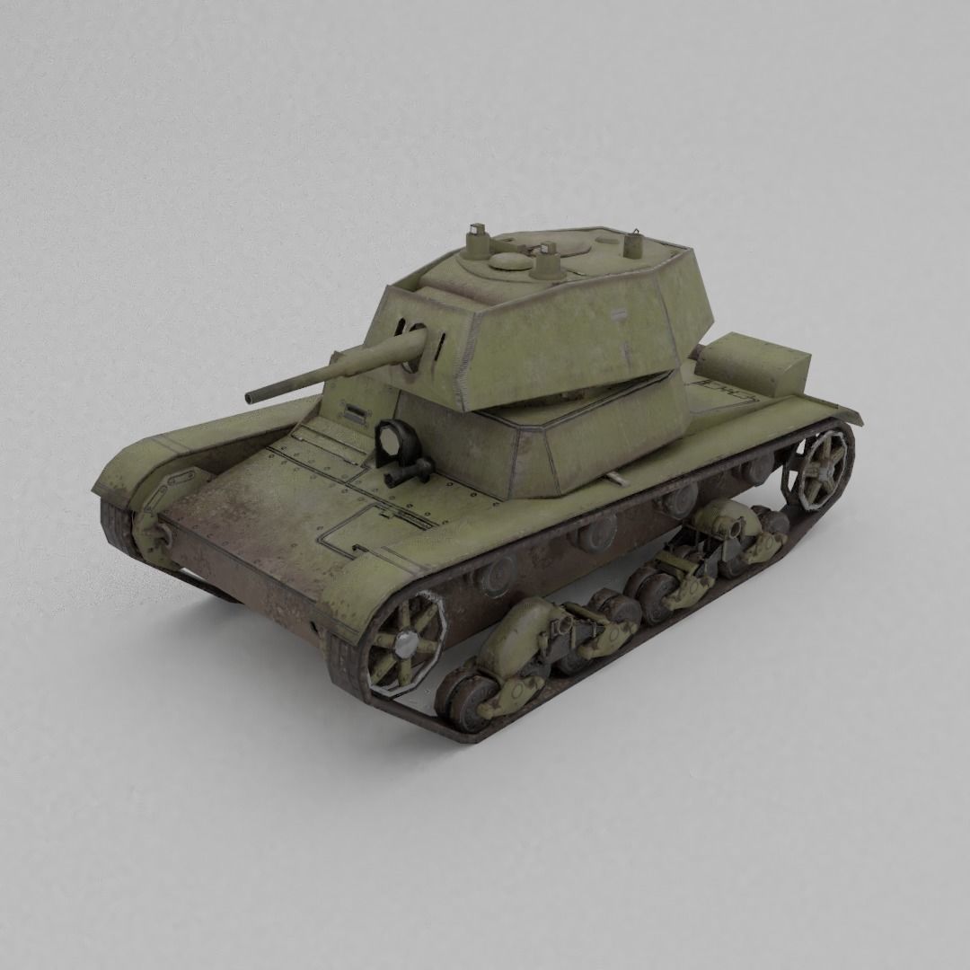 T-26E Light Infantry Tank Low-poly 3D model_22