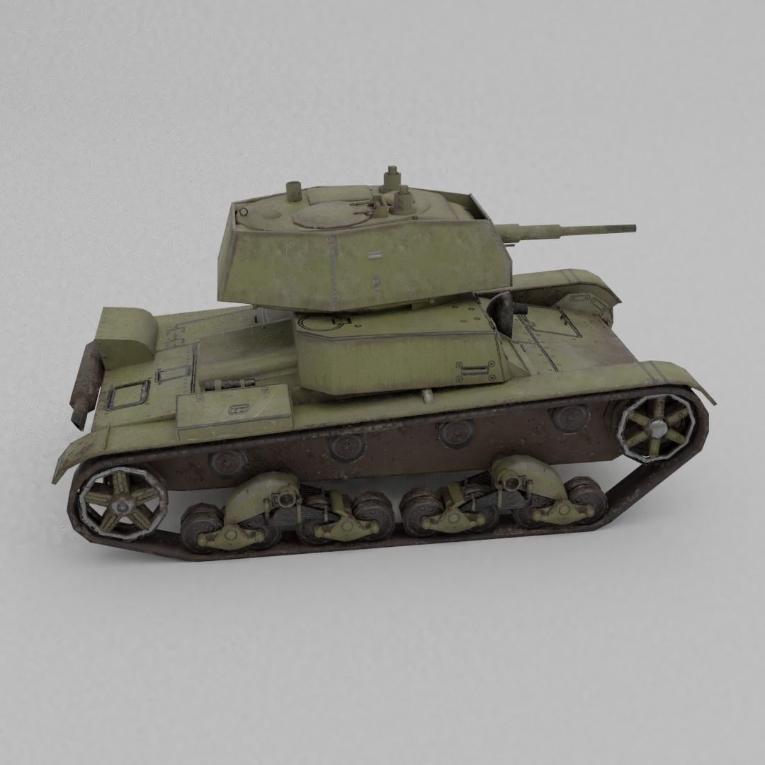 T-26E Light Infantry Tank Low-poly 3D model_13