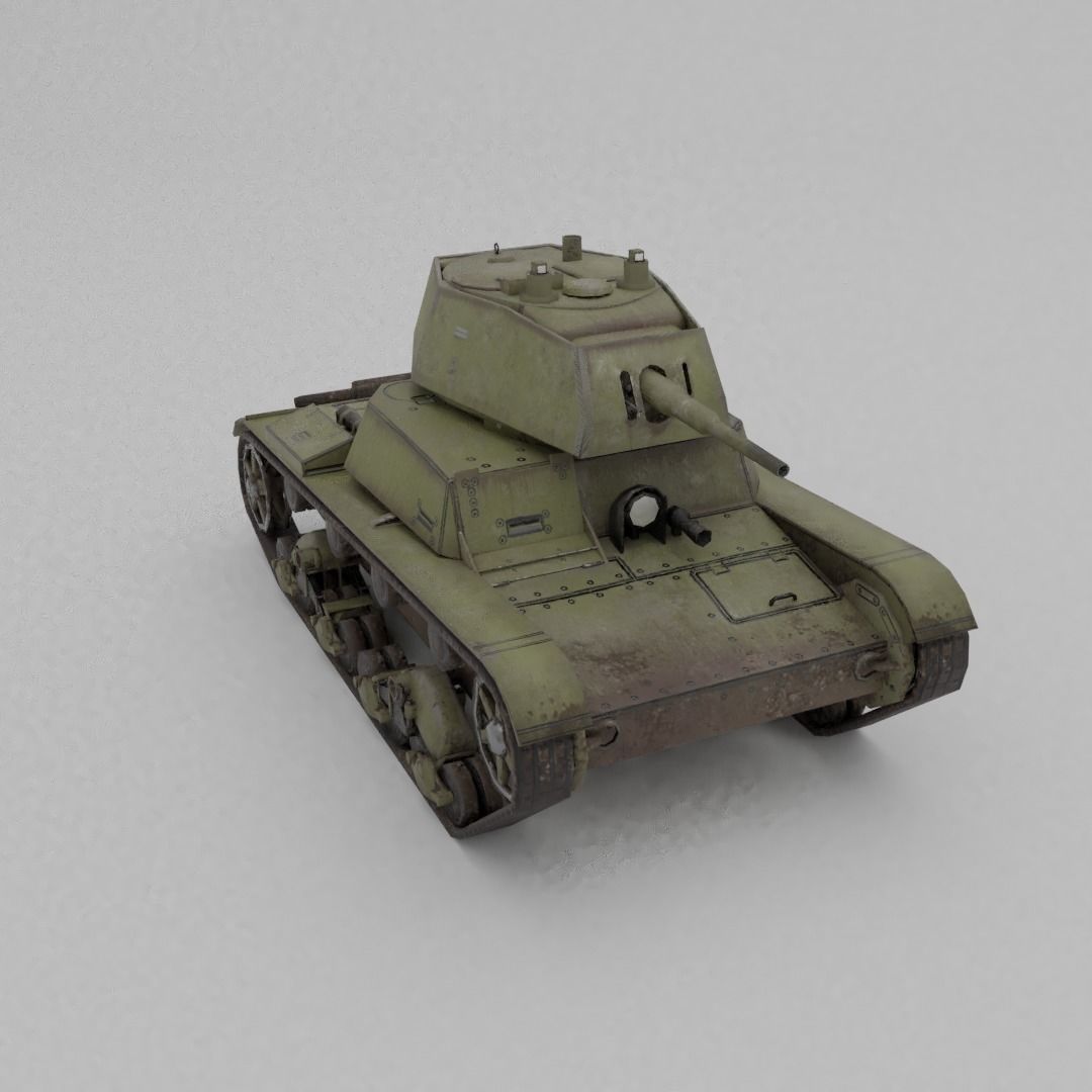 T-26E Light Infantry Tank Low-poly 3D model_10