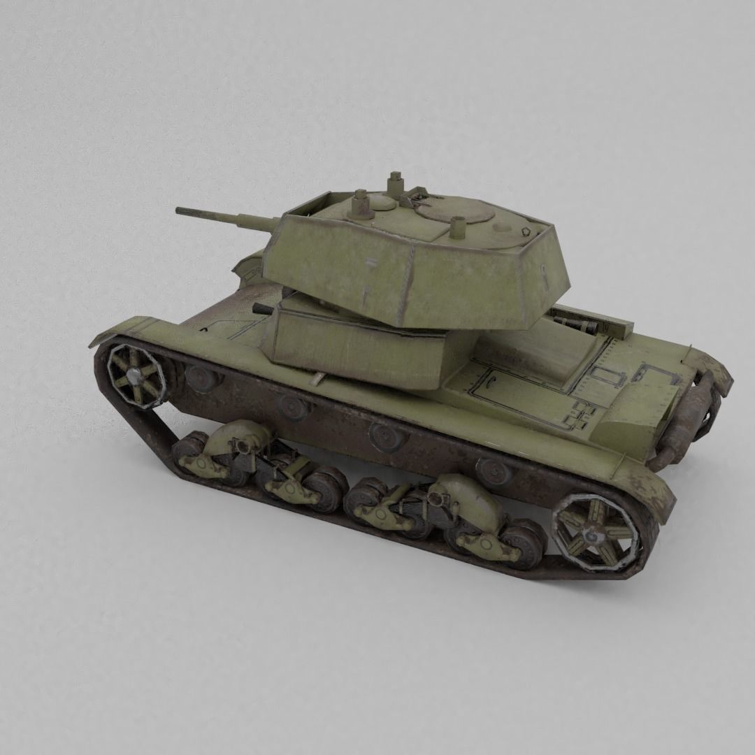 T-26E Light Infantry Tank Low-poly 3D model_19