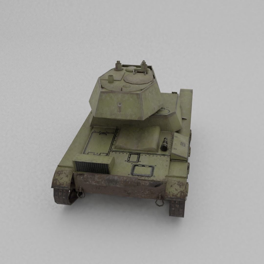 T-26E Light Infantry Tank Low-poly 3D model_16