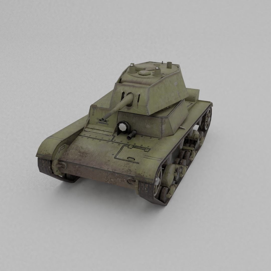T-26E Light Infantry Tank Low-poly 3D model_6