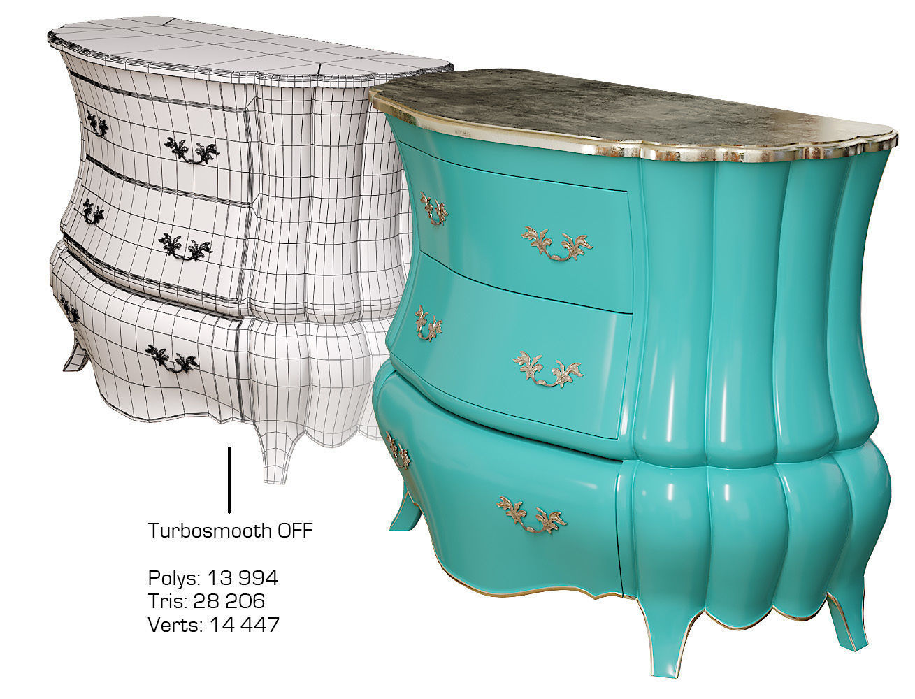 Deco-Home chest of drawers in Art Deco style 3D model_2