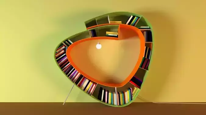 Creative book shelf with lamp Free 3D model