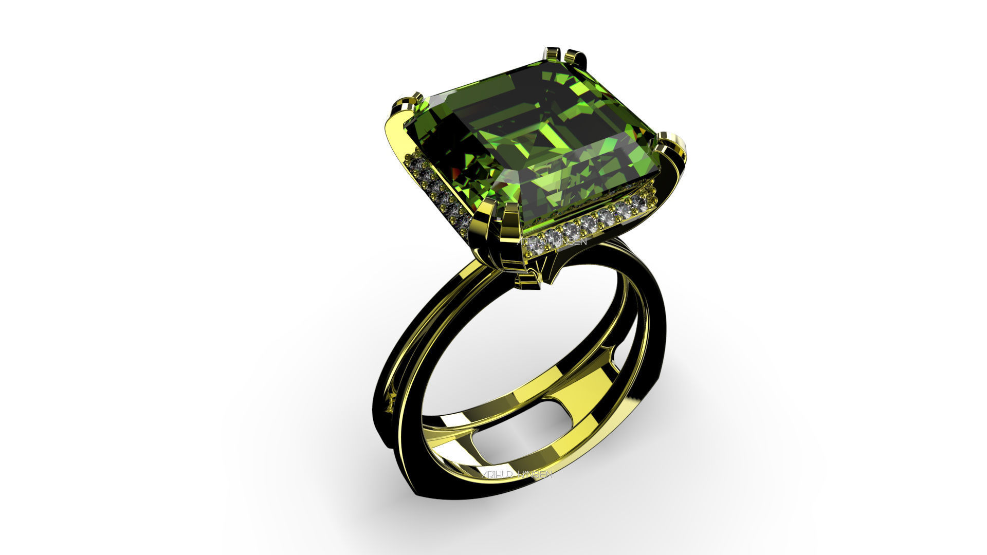 3D model Solitaire Asscher Cut EL Ring-CL 3D print model_2