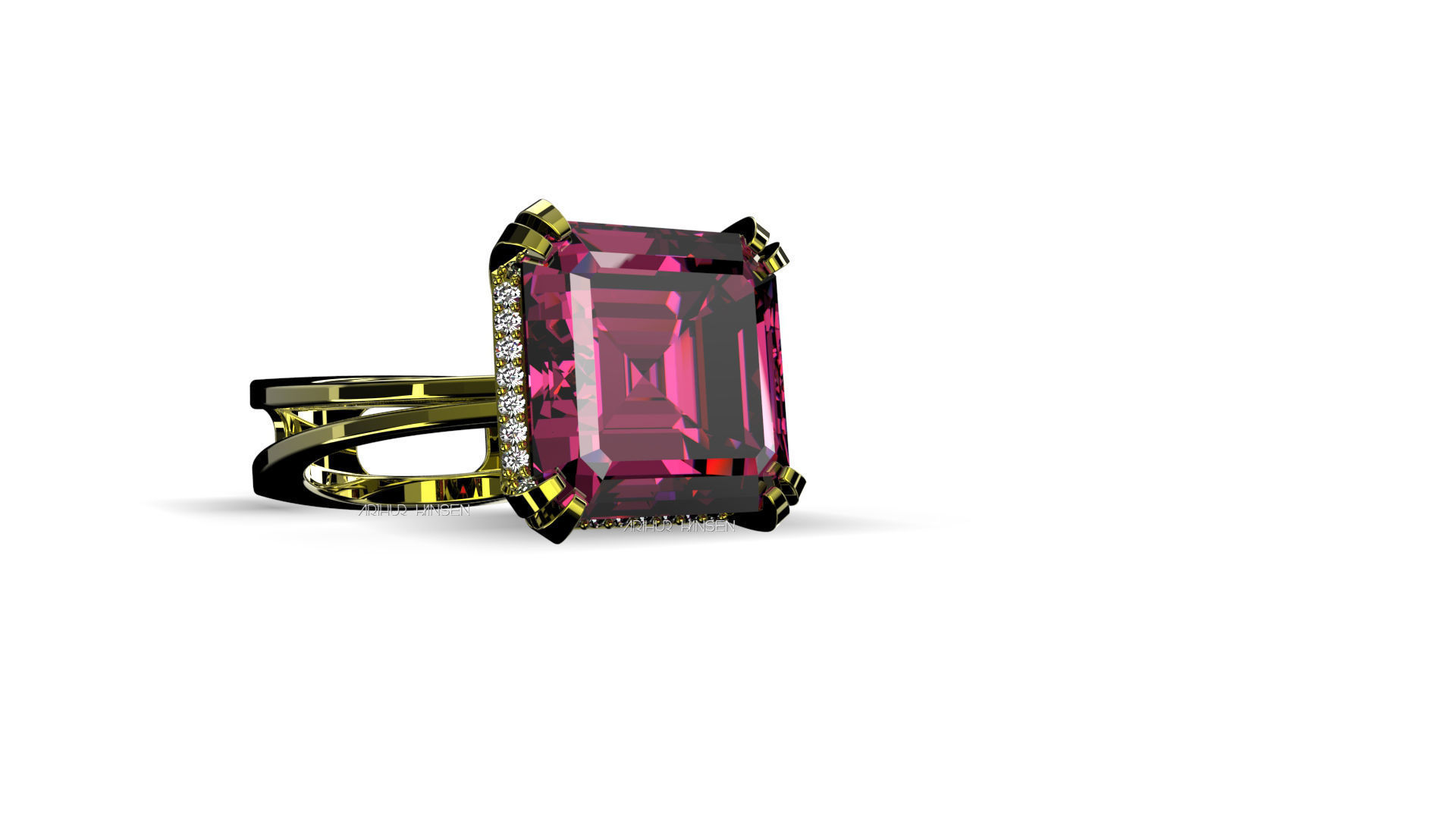 3D model Solitaire Asscher Cut EL Ring-CL 3D print model_3