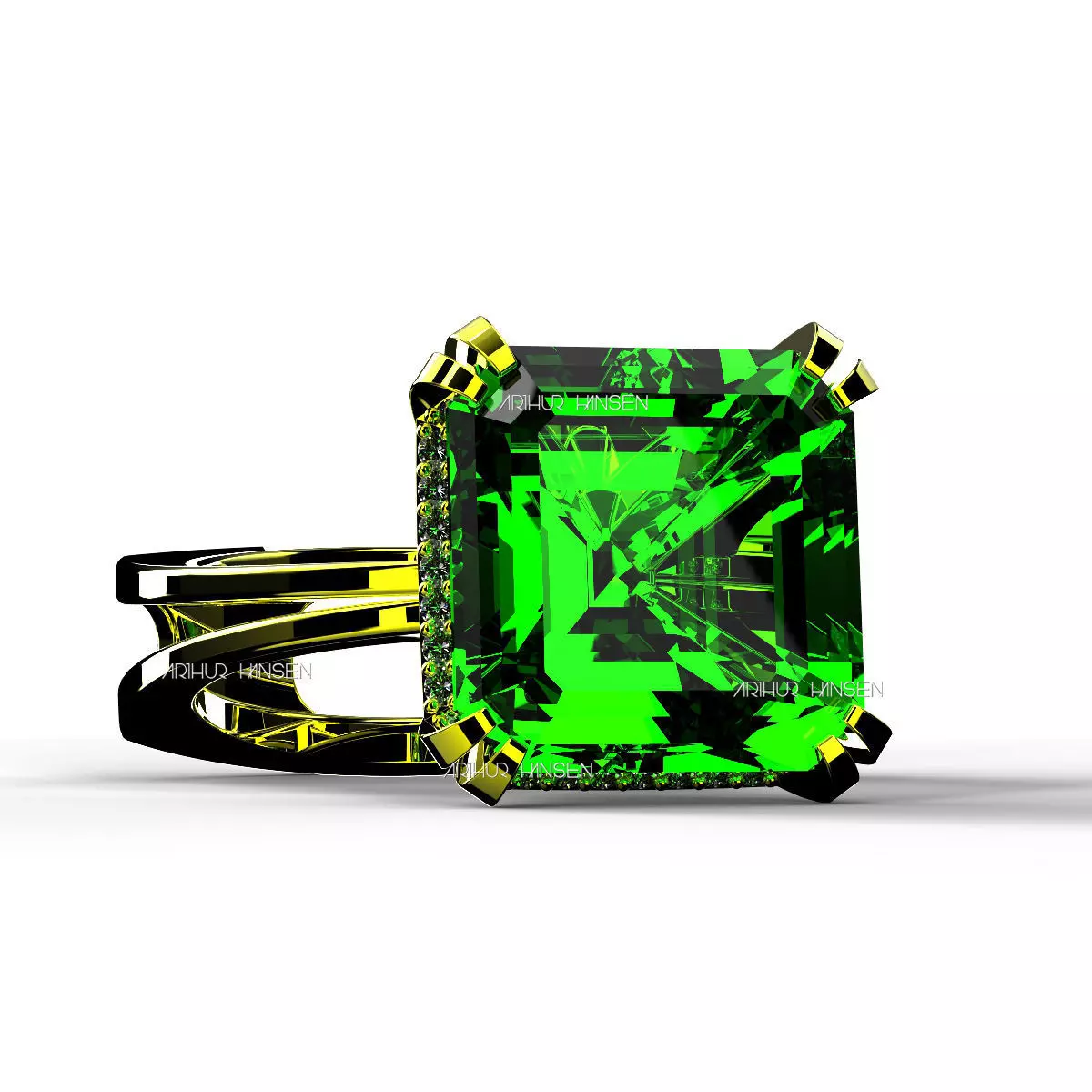 3D model Solitaire Asscher Cut EL Ring-CL 3D print model_0