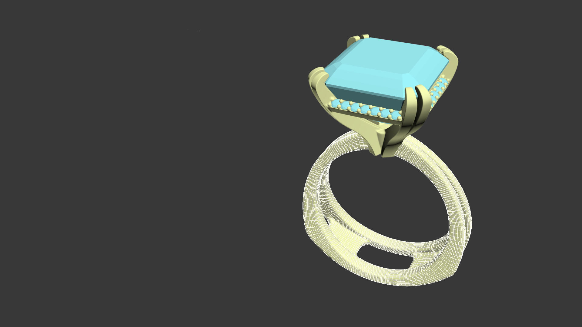 3D model Solitaire Asscher Cut EL Ring-CL 3D print model_12