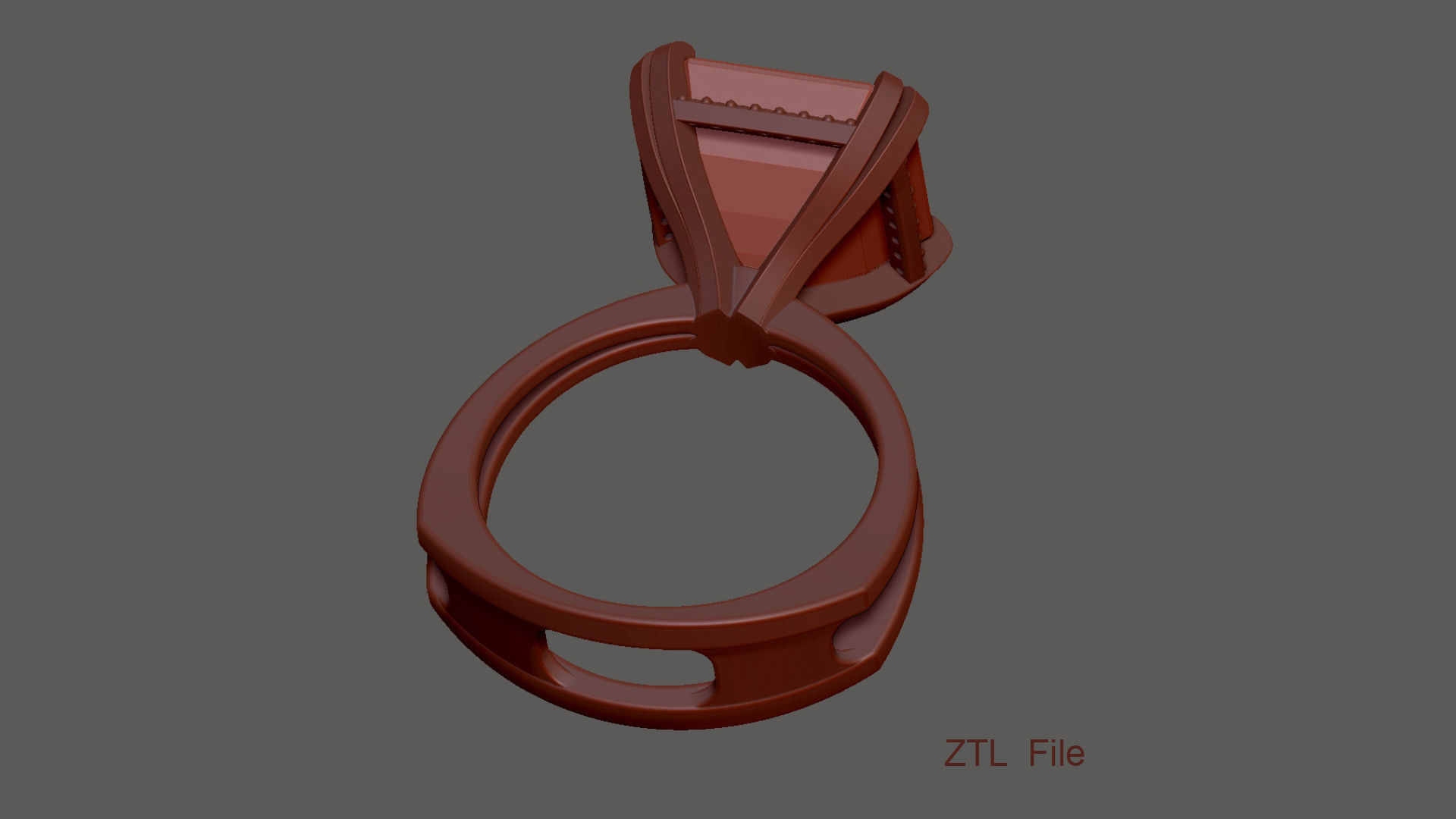 3D model Solitaire Asscher Cut EL Ring-CL 3D print model_14