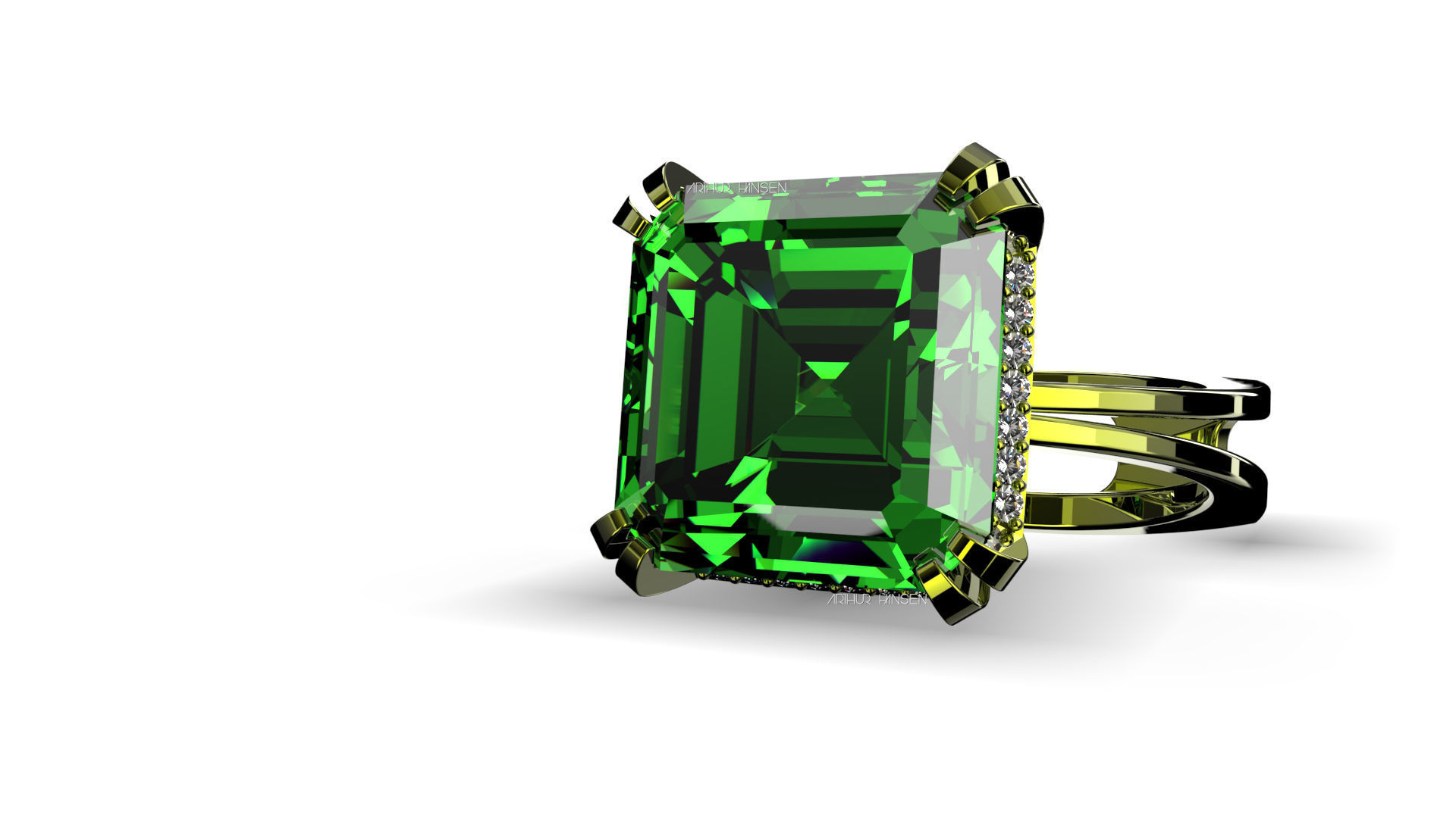 3D model Solitaire Asscher Cut EL Ring-CL 3D print model_4