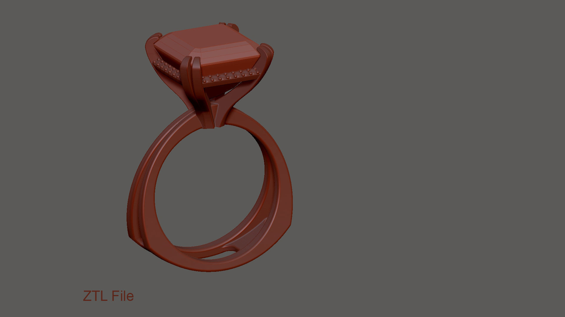 3D model Solitaire Asscher Cut EL Ring-CL 3D print model_10