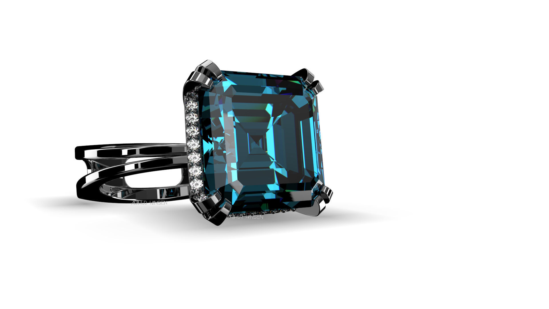 3D model Solitaire Asscher Cut EL Ring-CL 3D print model_5