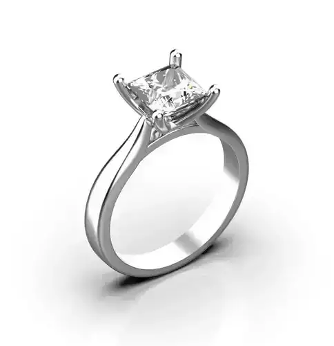 Engagement ring with square stone Princess cut engagement ring  3D print model