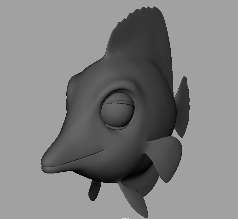 Fish lowpoly model head Low-poly 3D model_1