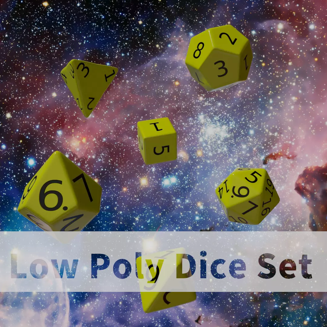 Yellow Plastic Dice Set Low-poly 3D model_0