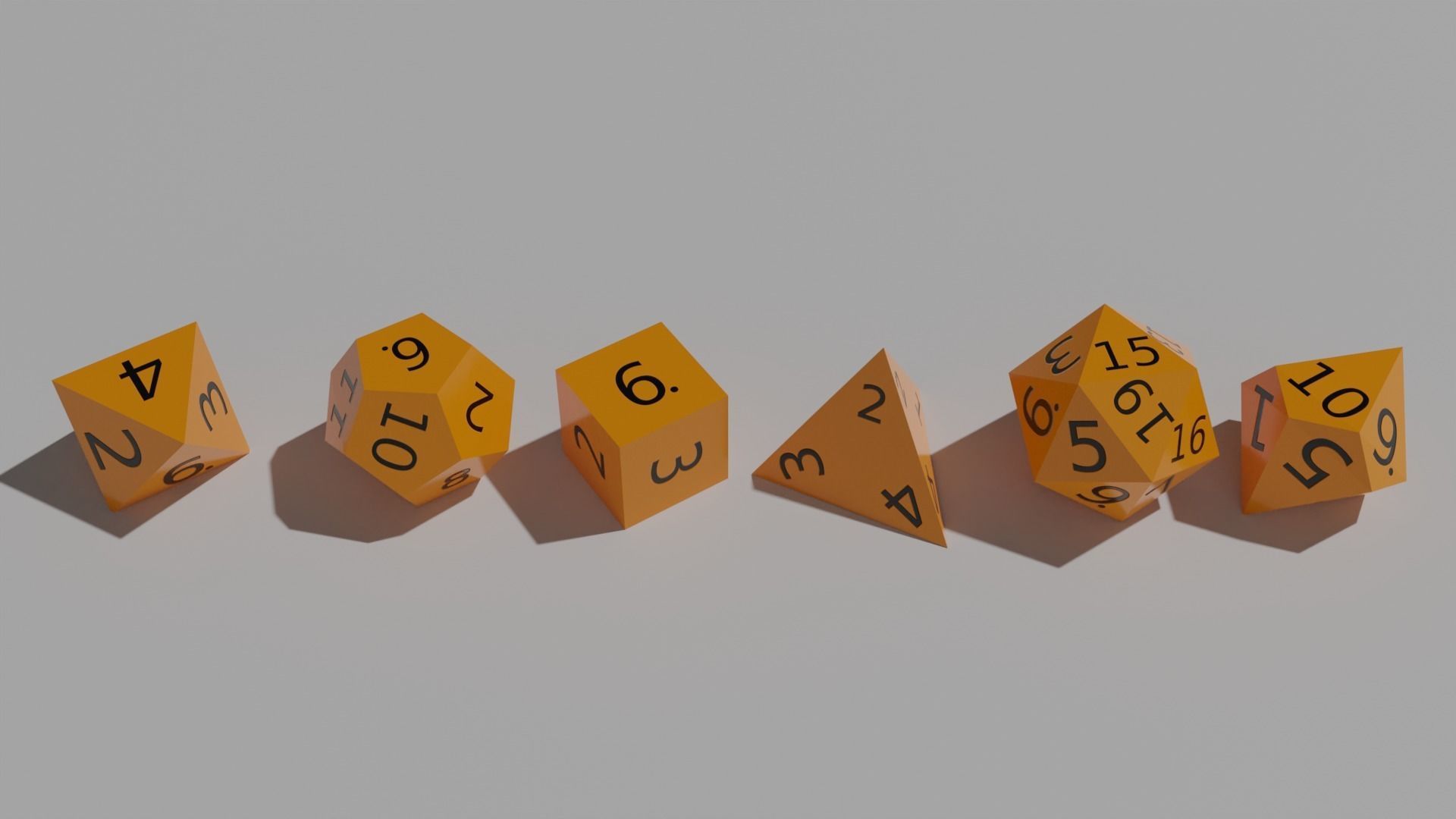 Orange Plastic Dice Set Low-poly 3D model_3