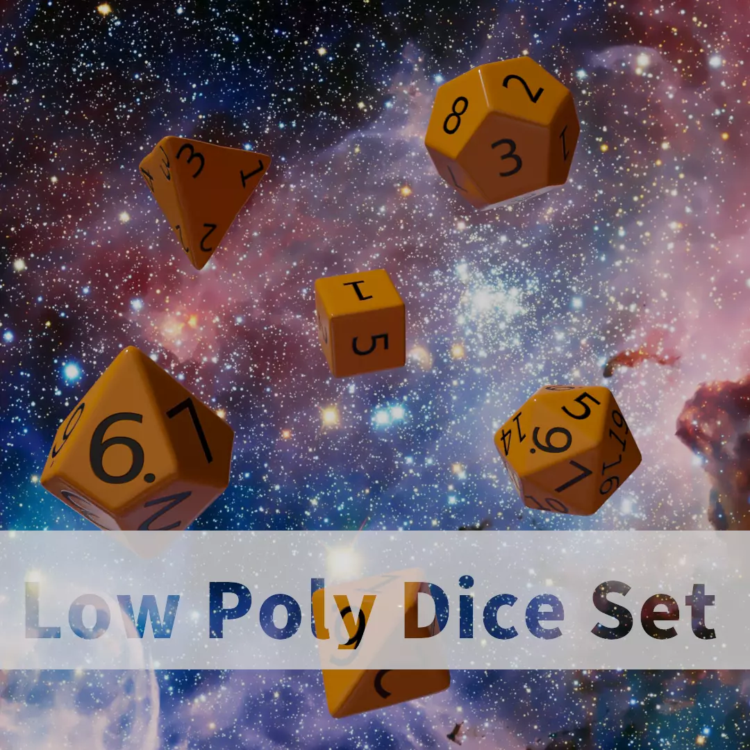 Orange Plastic Dice Set Low-poly 3D model_0