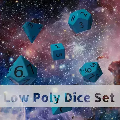 Blue Plastic Dice Set Low-poly 3D model