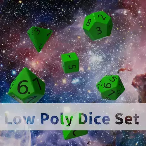 Green Plastic Dice Set Low-poly 3D model