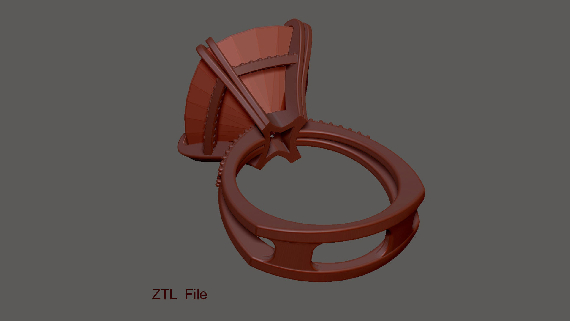 3D model Solitaire Cushion Cut EL Ring-PV 3D print model_13