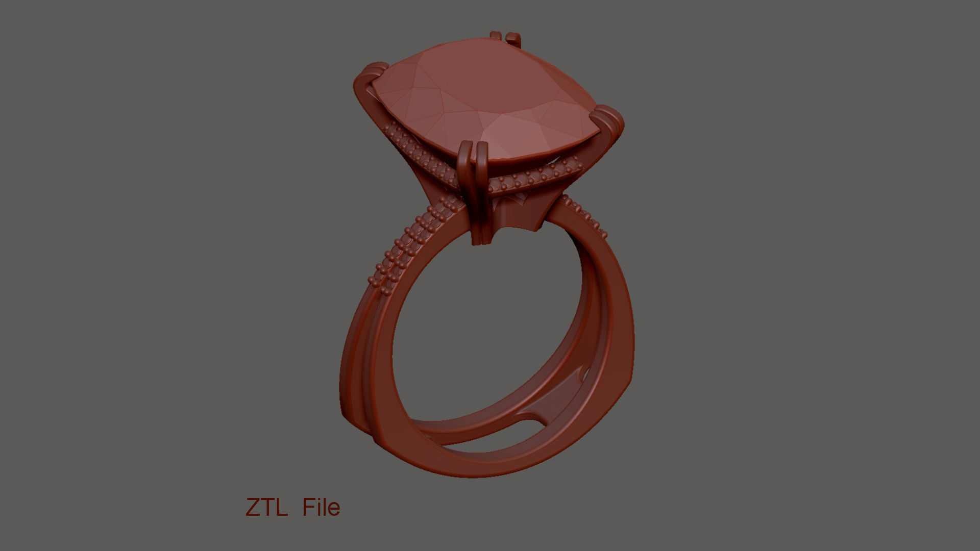 3D model Solitaire Cushion Cut EL Ring-PV 3D print model_12