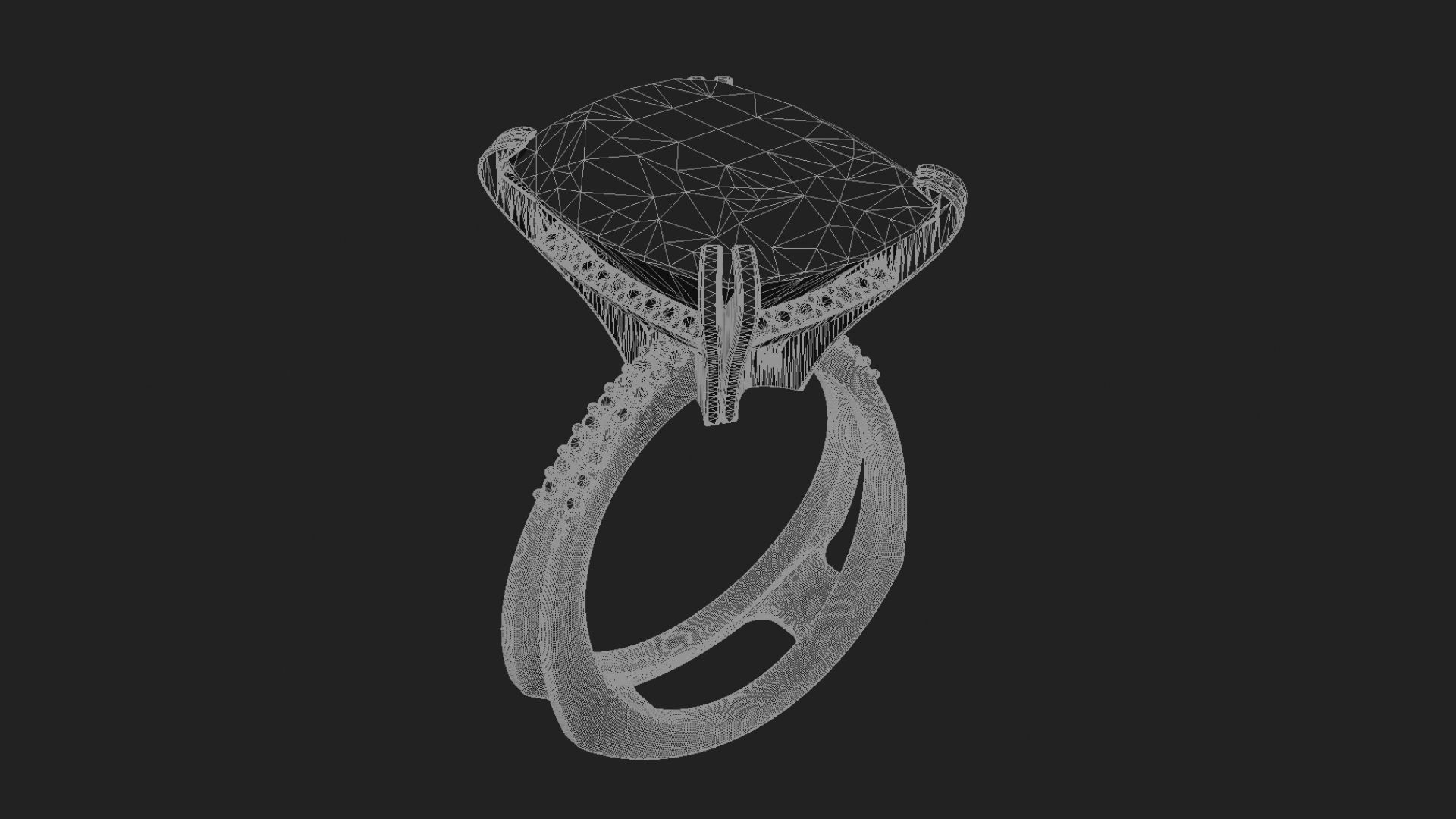 3D model Solitaire Cushion Cut EL Ring-PV 3D print model_6
