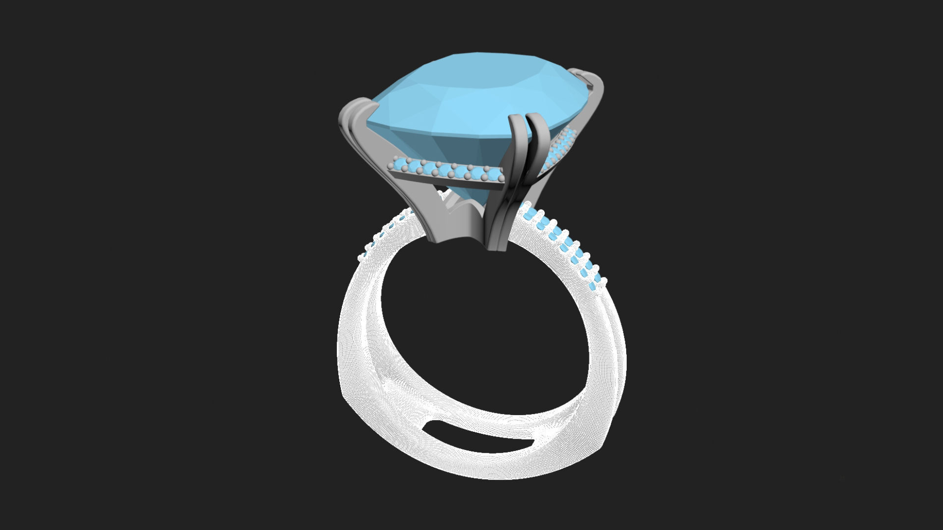 3D model Solitaire Cushion Cut EL Ring-PV 3D print model_7