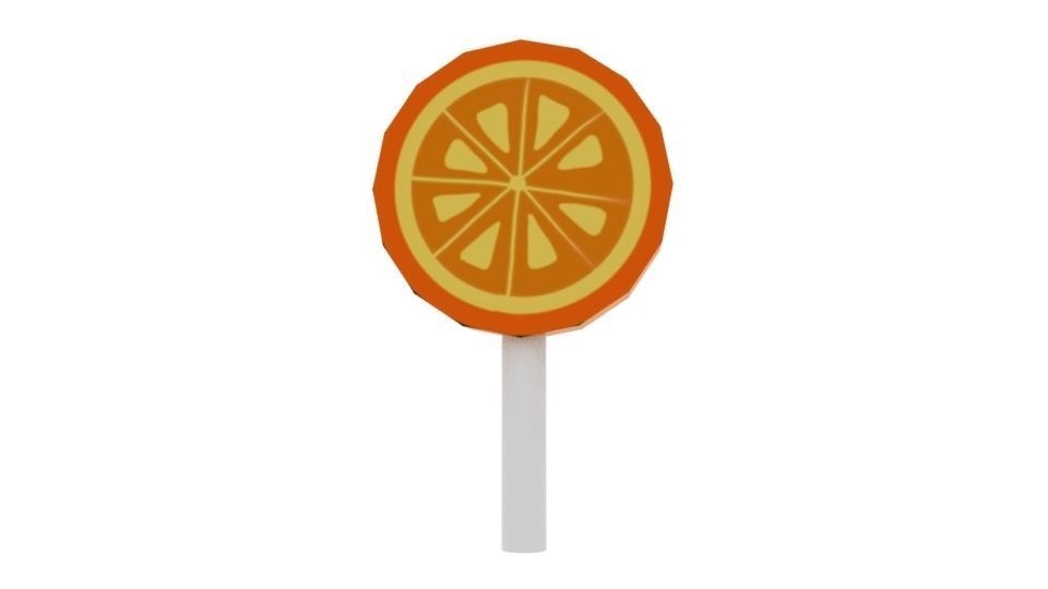 Lollipop orange and on stick Free low-poly 3D model_3
