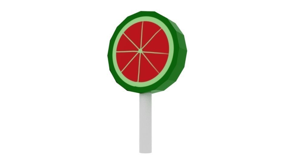 Lollipop orange and on stick Free low-poly 3D model_8