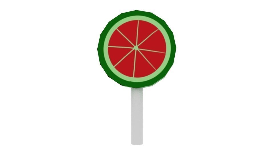Lollipop orange and on stick Free low-poly 3D model_7