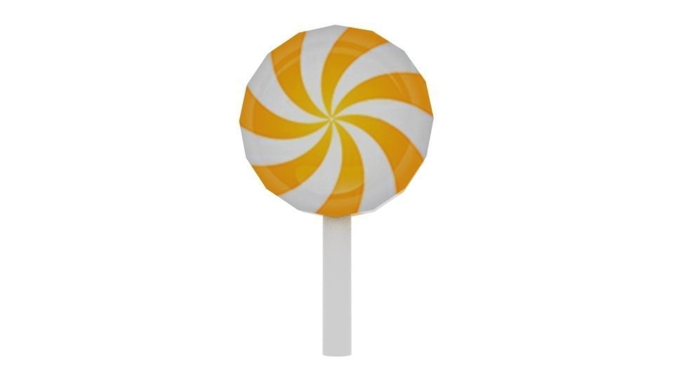Lollipop orange and on stick Free low-poly 3D model_5