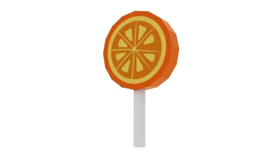 Lollipop orange and on stick Free low-poly 3D model_4