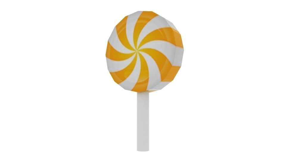 Lollipop orange and on stick Free low-poly 3D model_6