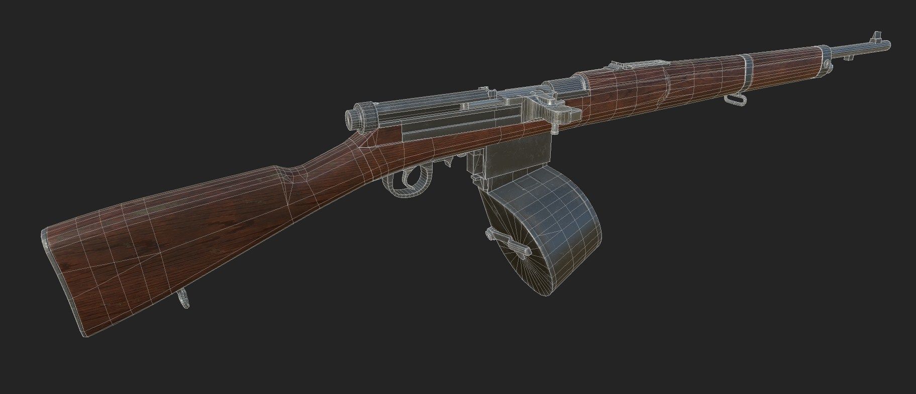 Mondragon WW1 rifle game-ready PBR Low-poly 3D model_5